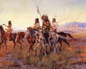 查尔斯马里安拉塞尔 - Four Mounted Indians